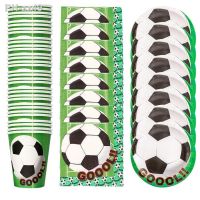 60pcs/lot Football Soccer Ball Theme Tableware Set Happy Birthday Party Plates Cups Dishes Decoration Baby Shower Napkins Towels