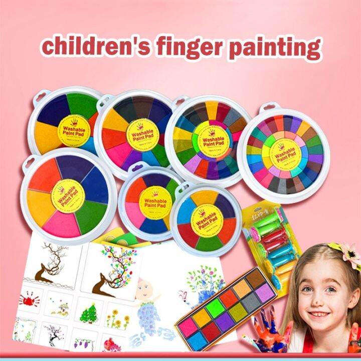 Finger Painting Instruction Book Tutorial English Kids Fingerprint Mud Printing Table Round