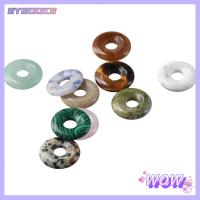 SYBOOKS 10pcs รูปทรงแหวน จี้ลูกปัดหินธรรมชาติ หินคริสตัลหิน 18mm ครับ PING BUCKLE การทำเครื่องประดับ ลูกปัดหินโดนัททรงกลม จี้กุญแจสร้อยคอ