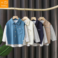 Childrens Clothing Boys Long-sleeved Shirt Autumn New Long-sleeved Childrens White Shirt Small and Medium-sized Childrens Autumn Baby Top Childrens Clothing