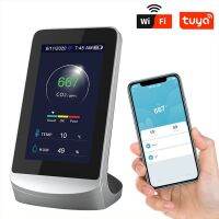 Tuya เครื่องทดสอบ CO2 WIFI,เครื่องตรวจจับคุณภาพในอากาศมีความแม่นยำสูงหน้าจอ LCD เครื่องวัดก๊าซคาร์บอนไดออกไซด์อินฟราเรดที่ทดสอบเซ็นเซอร์ไฮโกรมิเตอร์เครื่องมือตรวจสอบ