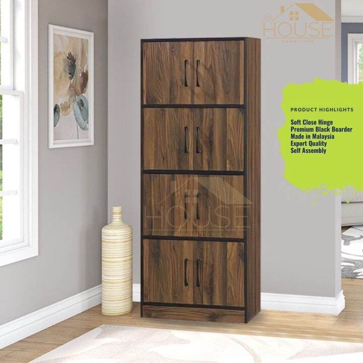 MYHOUSE Furniture 4 Tier Storage with Door Book Rack Shelf