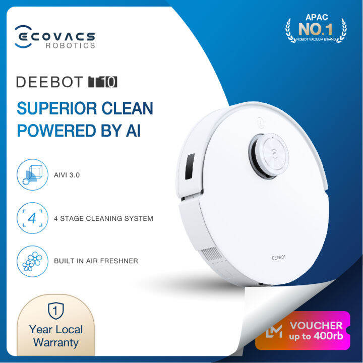 Ecovacs DEEBOT T10 Robot Vacuum Cleaner Sapu Vacum Pel Vakum Mop