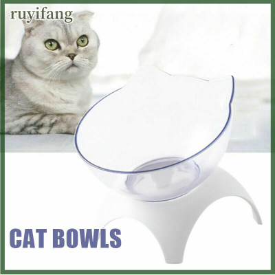 ruyifang Non-SLIP 15 ° ชามแมวแบบเอียง W/ยกขาตั้ง PET Food Water Bowl แมวให้อาหารสุนัข