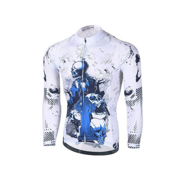 skull-mens-long-sleeve-cycling-jersey-bike-jersey-top-mountain-bike-mtb-road-bike-cycling-breathable-quick-dry-sports-clothing