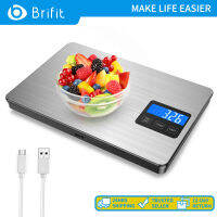 Brifit เครื่องชั่งน้ำหนักดิจิตอลครัว 15 Kg หน้าจอ LED USB ชาร์จและแก้วกันน้ำมัลติฟังก์ชั่ทำอาหารอบเครื่องมือวัด