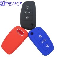 ❣❐ jingyuqin 3 Buttons Silicone Key Cover Case Skin for Audi A1 A3 Q3 Q7 R8 A6L TT Folding Flip Key Car-Styling