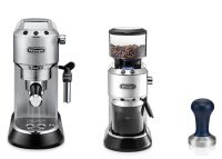 DeLonghi ชุดเครื่องชงกาแฟ Dedica เครื่องชงกาแฟเอสเพรสโซ EC685.M + KG521.M + แทมเปอร์