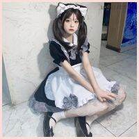 lolita JK 【Be Your Cat】 โลลิต้า ขนาดบวก สีดำและสีขาว ชุดแม่บ้านน่ารัก  Wild Maid Costume cos Cute Womens Clothing Dress cosplay Lovely Daily skirt black white洛丽塔 女仆装 连衣裙