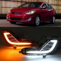 DRL White &amp; Amber Daytime Running Light Fog Light Signal Lamp for Hyundai Accent Solaris Verna 2010-2013