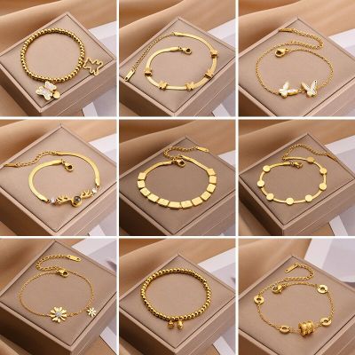 10/20Pcs/Lot Classicchain Bracelets For Women Trend Gold Plated Stainless Steel Cuban Chain Bracelet Trendy Woman Gifts Jewelry