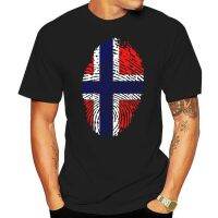 Cool Norway Flag Fingerprint Shirts Men Personalized Short Sleeved Yellow Crew Shirts