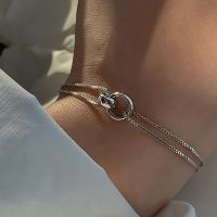 VENTFILLE 925 Sterling Silver Double Ring Buckle Bracelet For Women INS Temperament Girlfriend Gift Jewelry Accessories 2021 New