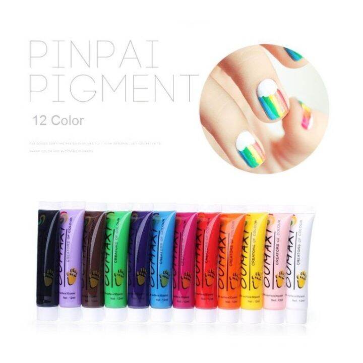 สีอะคริลิคเพ้นท์เล็บ-12-สี-ใช้สำหรับเพ้นท์ลายบนเล็บขนาด12ml