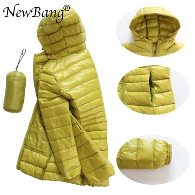Newbang 8XL Ladies Long Warm Down Coat With Portable Storage Bag Women Ultra Light Down Jacket Womens Overcoats Hip-Length
