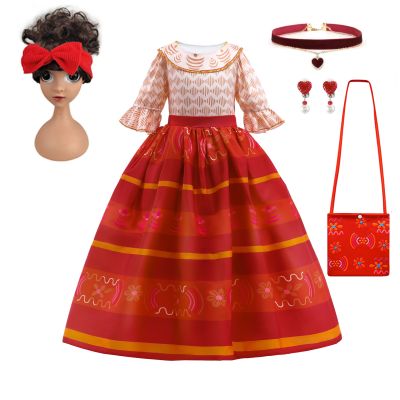 2023 New Encanto Costume for Girls Princess Dress Suit Cosplay Charm Isabela Mirabel Dolores Carnival Birthday Party Clothes
