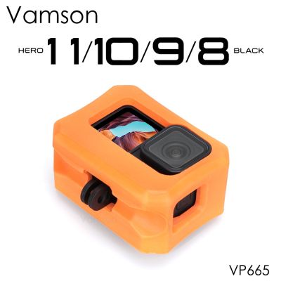 Vamson เคสป้องกันลอยตัวสีส้มสำหรับ Gopro Hero 11 10 9 8ฝาครอบตัวดำน้ำเล่นเซิร์ฟสำหรับกล้อง Gopro 10 9 8อุปกรณ์เสริม