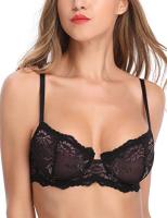 WingsLove Womens Lace Bra Beauty Sheer Sexy Bra Non Padded Underwired Unlined Bra Bralette