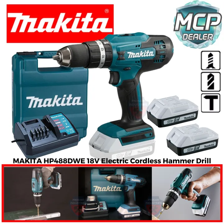 MAKITA HP488DWE 13mm (1/2") 18V (G-Battery) Cordless Hammer Driver ...