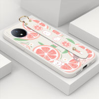 พร้อมเคสโทรศัพท์สำหรับ Vivo Y02การ์ตูน Grapefruits เคสโทรศัพท์กระต่ายขอบสี่เหลี่ยมของเหลวคลุมทั้งหมดกล้องปลอกซิลิโคนเคสป้องกันการกระแทก