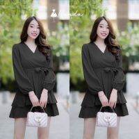 Maya-fashion เสื้อผ้าผู้หญิง จั๊มสูทสั้น จ้้มขาสั้นสีดำ สีดำ พร้อมส่ง