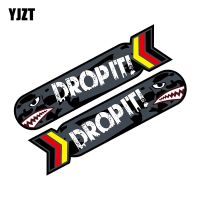 【CW】 YJZT 2X 13CMx2.9CM Personality Motorcycle Helmet Decal DROPIT Cartoon Reflective Car Sticker 6-2159