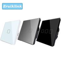 [HOT GELLXKOWOIGHIO 527] Eruiklink Eu/uk มาตรฐาน Wall SwitchAC 110V-250V Light Switchescrystal Glass Panel Touch Screen Light Switch สำหรับ Smart Home