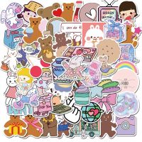 50Pcs INS Cute Girl Bear Graffiti Sticker Luggage Laptop Helmet Waterproof Stickers