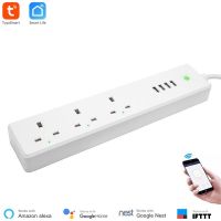 Tuya Smart UK Standard WiFi Smart Power Strip 3 Sockets 4 USB for Smart Home Alexa Echo Google Home Compatible WiFi Extension Ratchets Sockets