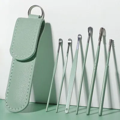 6Pcs Stainless Steel Ear Cleaner Wax Removal Tool Kit Reusable Ear Pick Set Health Care Cleaning Ear Kit for Adults Kids