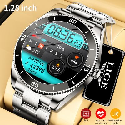 ZZOOI LIGE Mens Smartwatch HD Full Touch Sports Bracelet Heart Rate ECG Smart Wristband IP67 Waterproof Smart Watches For Android IOS