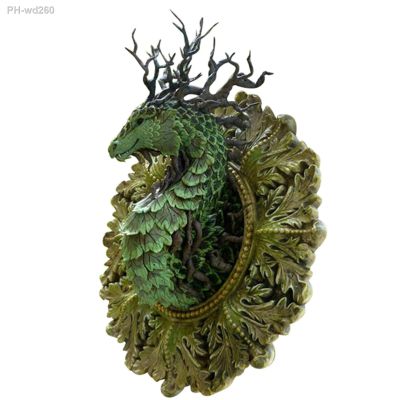 Green Attractive Decor Realistic Forest Dragon Sculpture Figurine Resin Statue Practical Small Wall Decor for Indoor Dragon