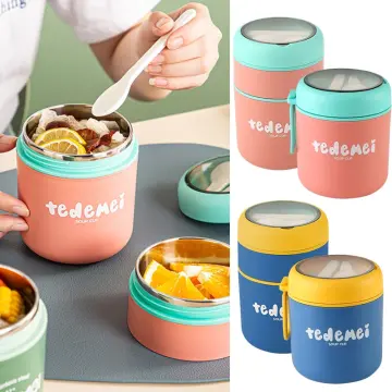 600ML Stainless Steel Lunch Box Hot Food Flask Soup Storage Vacuum Thermal  Jar Thermos Containers Bento