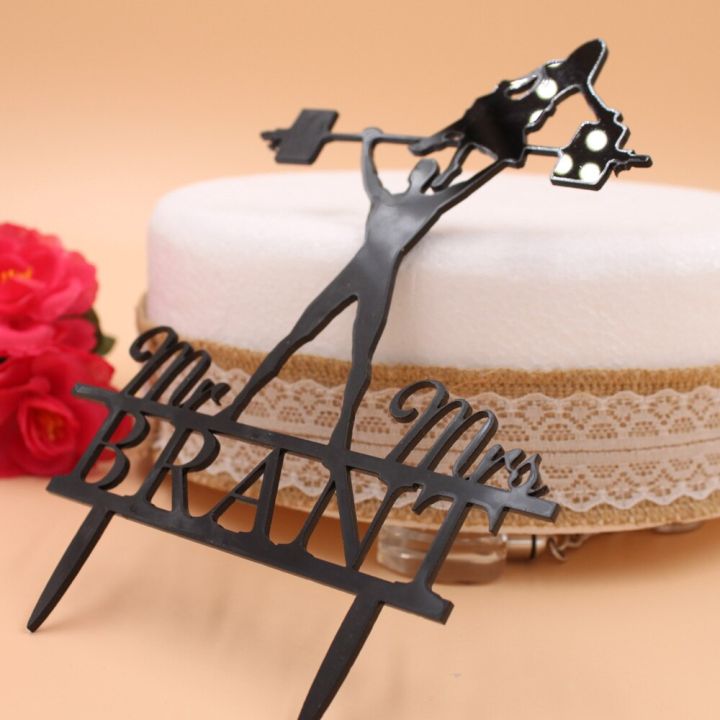cod-free-cas-yixiao4564-ติดอะคริลิกด้านบนแต่งหน้าเค้ก-barbell-สำหรับงานแต่งงานแบบตลกตามสั่งชื่อเค้กท็อปเปอร์เค้กแต่งงานตามสั่ง