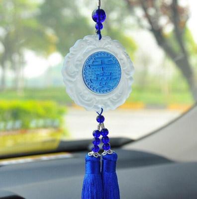 [COD] Car safety pendant to keep safe imitation glass safe lucky rearview mirror car hanging interior