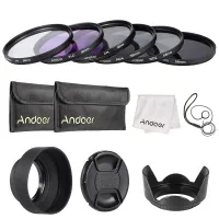 Andoer 58Mm กรองเลนส์ UV + CPL + FLD + ND(ND2 ND4 ND8) กระเป๋าใส่กล่องอาหาร/ฝาครอบเลนส์/ฝาครอบเลนส์ผู้ถือ/Tulip &amp; Rubber ตัวป้องกันเลนส์/ผ้าทำความสะอาด