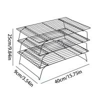 บิสกิตแกดเจ็ตสำหรับครัวชั้นวางขนมปังคุกกี้เตาอบแบบนอนสติ๊ก3เค้กหลายชั้นชั้นสแตนเลสสตีลระบายความร้อนแบบไม่ติดตะแกรงลวดถาดอบขนม