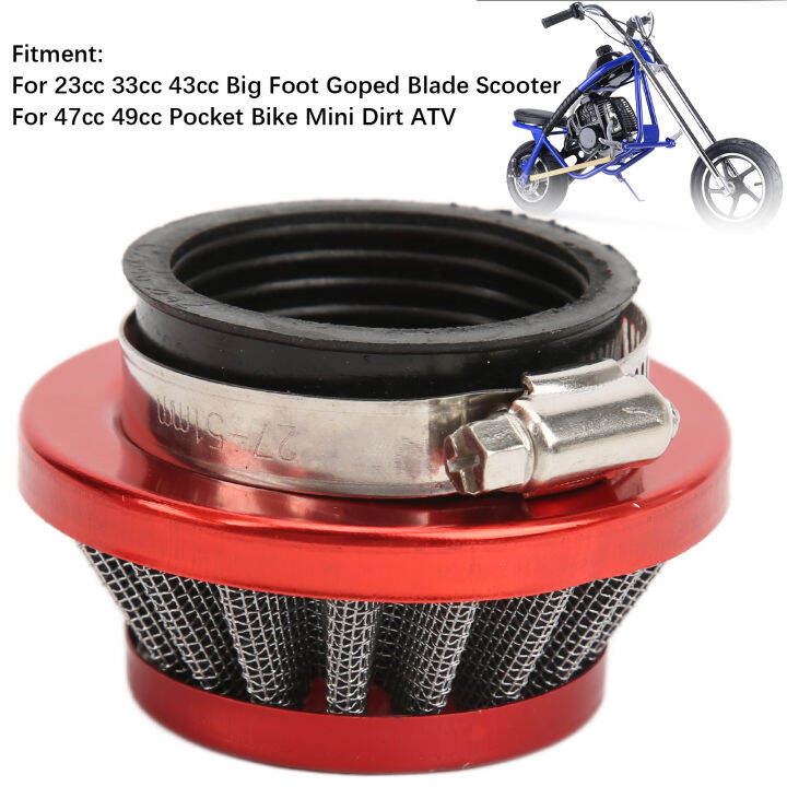 mini-bike-air-cleaner-แอพพลิเคชั่นกว้างป้องกันการสึกหรอตัวกรองอากาศ-atv-สีแดงสำหรับ-47cc-49cc-pocket-bikes