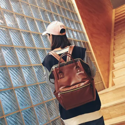 [Free ship] version of style backpack female leather all-match British student schoolbag retro large-capacity high school