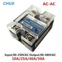 Chux Ac-Ac เฟสเดียวโซลิดสเตตรีเลย์10a 25a 40a 50a Aa 90-480vac 90-250vac เป็น Ac Ssr รีเลย์