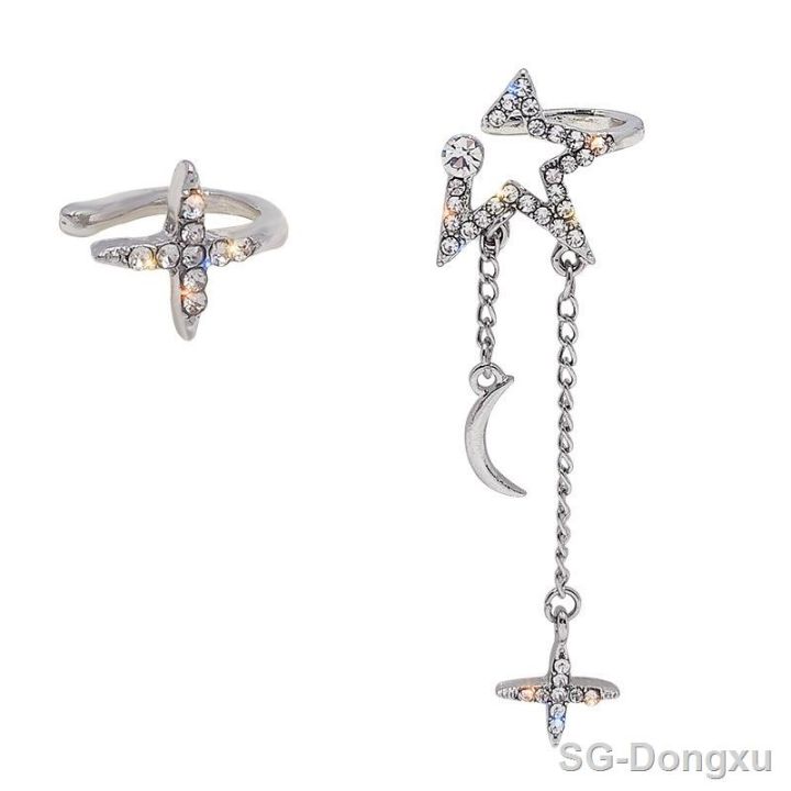 yf-sparkling-asymmetric-zircon-star-moon-ear-clip-for-women-without-piercing-cross-tassel-cuff-earrings-wedding-jewelry