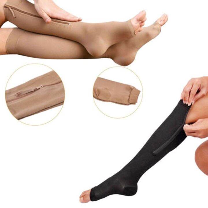 men-women-compression-zip-sox-socks-zipper-leg-support-unisex-open-toe-knee-socks