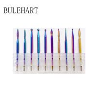 10 Pcs Rainbow Milling Cutter For Manicure Removing Gel Varnish Diamond Nail Drill Burr Bits Tool Set