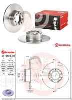 08 3189 20 จานเบรค ล้อ F (ยี่ห้อ BREMBO) รุ่น Std Benz W123 E200-300 ปี 1976-1985