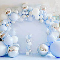 THLT1B 1set Macaron Latex Decorations Balloons Set Blue White Confetti Balloon for Baby Shower Birthday Wedding Party.