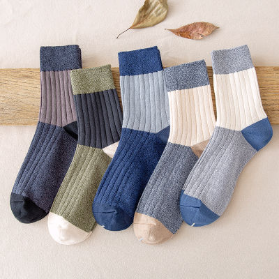 Socks Mens Middle Tube Socks Autumn and Winter Cotton Mens Japanese Cotton Socks Thickened Warm Stockings Trendy Winter Cotton Mens Socks