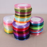 ♘►❅ 6mm Silk Satin Ribbons 22Meters/Roll Wedding Chair Decoration DIY Crafts Supplies White Red Green Blue Pink Purple Gray Ribbons