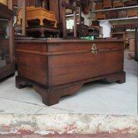 โต๊ะไม้สัก (teak chest table) ขนาด กว้าง50xลึก30xสูง23 Cm สีโอ็ค โต๊ะหีบ เปิดฝาเก็บของได้ โต๊ะวางของ สไตล์ วิทเทจ