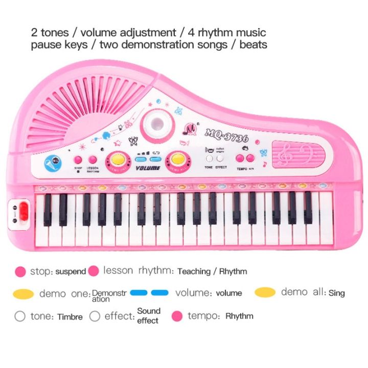 37เปียโนคีย์บอร์ดอิเล็กทรอนิกส์หลักสำหรับเด็กมีไมโครโฟน-mainan-alat-musik-ของขวัญของเล่นเพื่อการศึกษาสำหรับเด็กเด็กผู้หญิงเด็กผู้ชาย