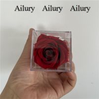 5Cm Small Red/Black Preserved Rose Transparent Square Acrylic Flower BoxCute Wedding GiftClearly Valentines Day Present